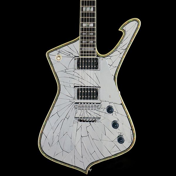 

custom made mirror cracks psm10 black guitar paul stanley signature mikro electric guitar abalone binding body mirror pickguard