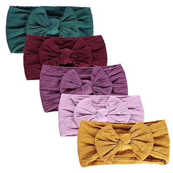 

baby girl headbands bows classic knot nylon headwrap soft stretchy hair bands for newborn toddler children, Slivery;white