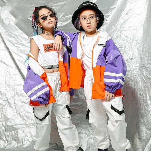 

kids hip hop clothing for girls boys coat hiphop pants kids jazz dance costumes ballroom dancing clothes stage outfits dqs3999, Black;red