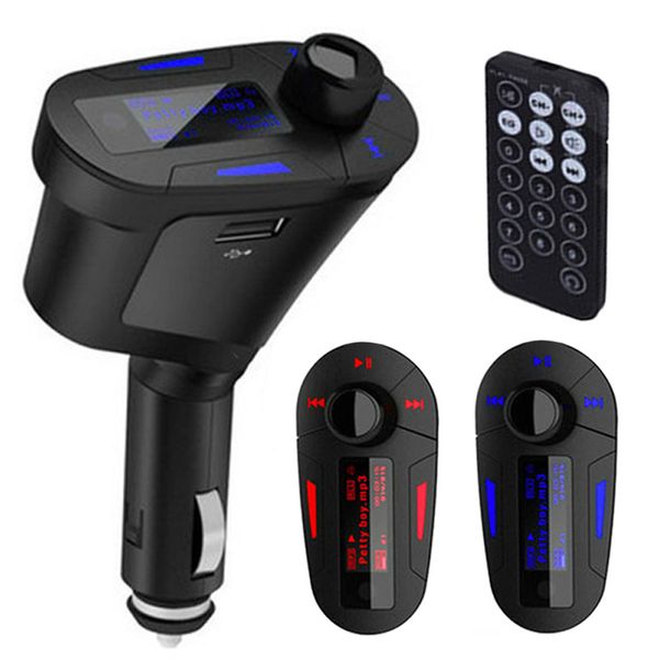 

car auto lcd mp3 audio player wireless fm transmitter fm modulator car mp3 player red& blue light + remote control car-styling