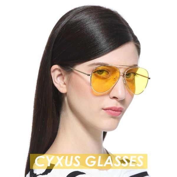 

cyxus blue light blocking computer glasses yellow lens for anti eyestrain uv oversized metal frame eyewear men/women 8805, White;black