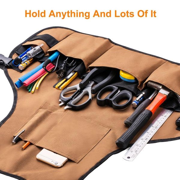 

tool apron with 15 pockets protective and waterproof work apron adjustable gardening woodshop aprons for men women