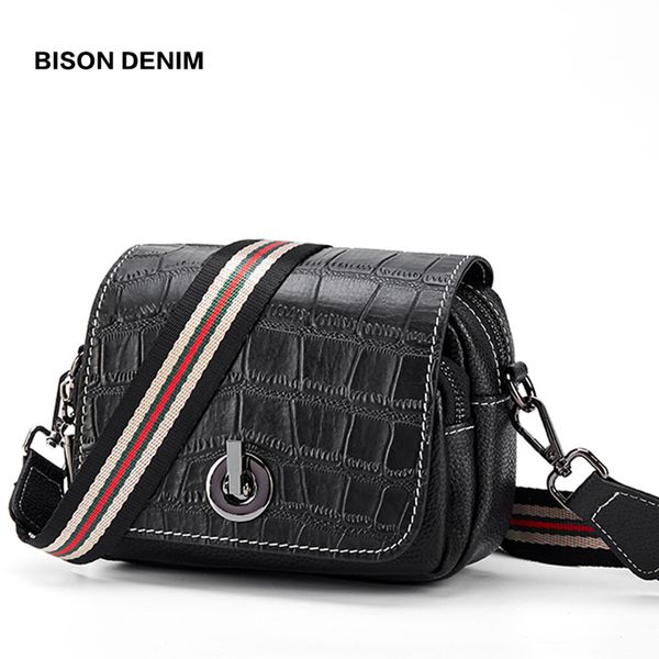 

bison denim genuine leather women shoulder bag lady handbag 2 straps crossbody bags for girls b1871