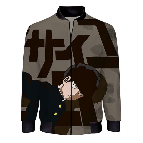 

2020 модные аниме шаблон куртки мужчины / женщины повседневная мода zipper bomber jacket mob psycho 100 3d printed streetwear пальто унисекс, Black;brown