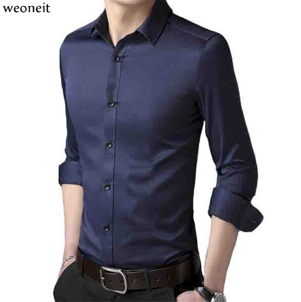 

weoneit new men dress shirt turn-down collar fashion solid color slim fit long sleeve man shirt plus size 4xl 5xl 6xl 7xl, White;black