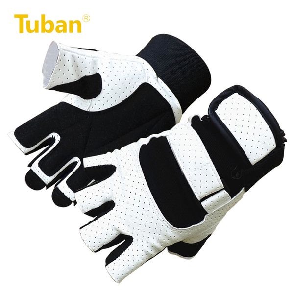 

tuban sports semi-finger fitness gloves male sport breathable anti-skid long wrist dumbbell training handmade gym outdoor gloves, Black