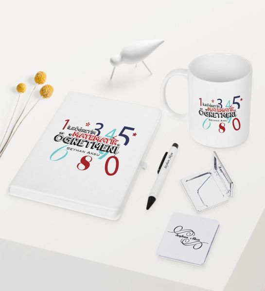 

personalized primary mathematics teacher themed white notebook pen cup mirror set other dinnerware