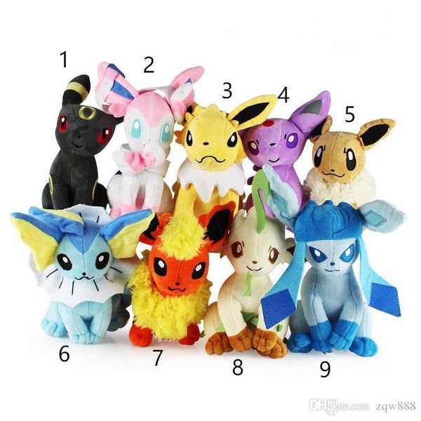 

100% cotton 9 styel 8" 20cm eevee umbreon espeon jolteon vaporeon sylveon flareon stuffed plush dolls toys nopo047