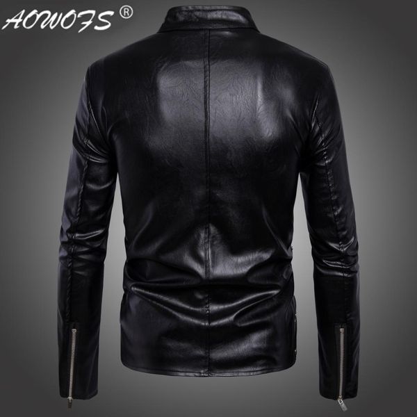 

code] european cross border electricity supplier men locomotive multi-zipper men's leather jackets jacket w-21-b015, Black