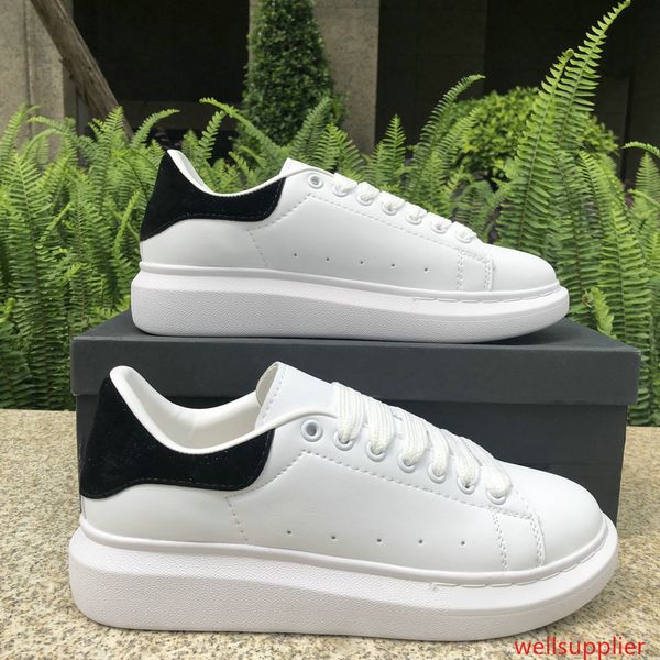 

2019 luxury fashion designer men women shoes sneakers leather velvet black white red flat casual shoes platform trainers 5-11