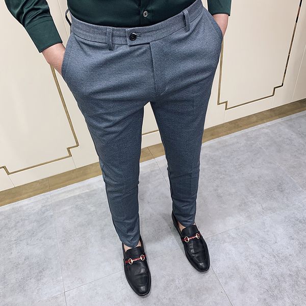 

pantalon casual homme 2020 brand pants men casual trousers male solid straight pant pants pantalon homme men's social trousers, Black
