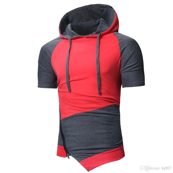 

hip-hop short sleeve t shirts man brand cotton t-shirt zipper fashion irregular tees for men hoodies pullover new style ing, White;black