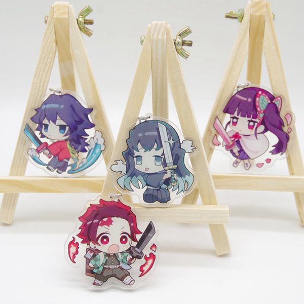 

anime demon slayer kimetsu no yaiba keychain kamado tanjirou nezuko agatsuma zenitsu rengoku kyoujurou cute acrylic gift, Silver