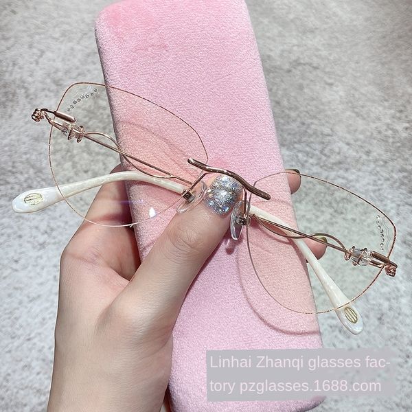 

xc1x4 2020 trimming less anti-blue flashover large 2020 trimming frameless anti-blue crystal flashover large crystal glasses frame glasses f, Silver