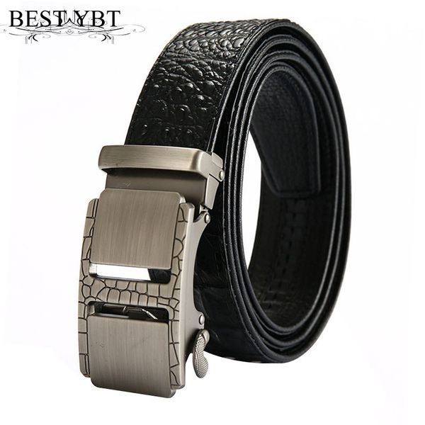 

ybt men belt imitation leather alloy automatic buckle belt business affairs simple fashion casual high quality, Black;brown