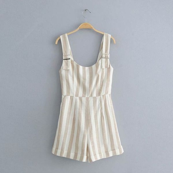 

jia jia 55-9489 european and american fashion striped overalls, Black;white