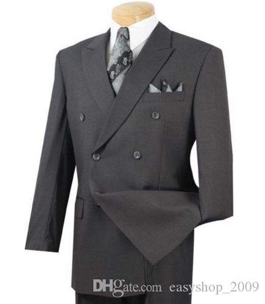 

классический черный мужской двубортный 6 пуговиц мужской офис профессиональный набор 2 (пальто + брюки) на заказ, White;black