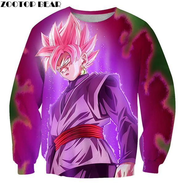 

smirk dragonball men long sleeve clothes tracksuits motion casual streetwear anime sweatshirts pullovers 3d print, Black