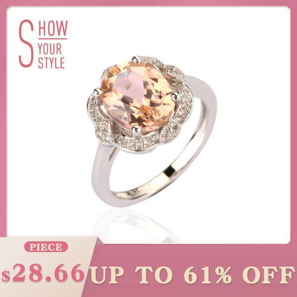 

morganite 925 sterling silver women 3.55 carats morganite silver ring for women fine jewelry ring for party beryl morganite ring c19021201, Slivery;golden