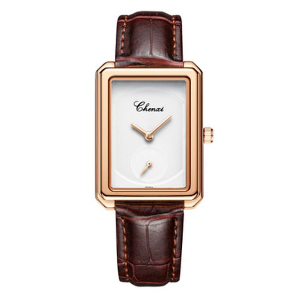 

chenxi colorful dial concise girl wrist waterproof watches female quartz watches ladies rhinestone clocks leather, Slivery;brown