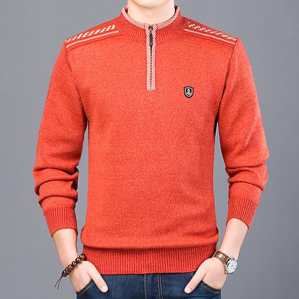 

autumn winter mens sweater turtleneck solid color male casual sweater slim fit zipper knitted pullovers plus size red grey khaki, White;black