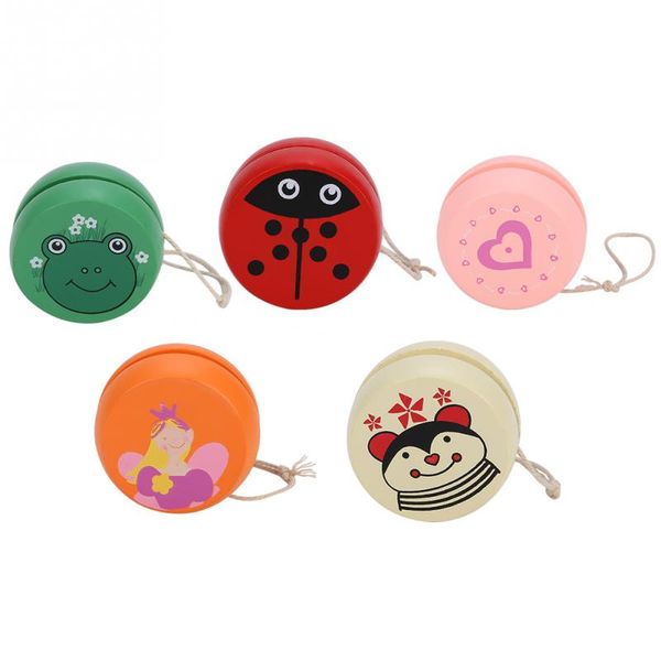 

cartoon pattern wooden yoyo ball toy cute animal hypervelocity triaxial yoyo ball professional with string teaching toy for kid