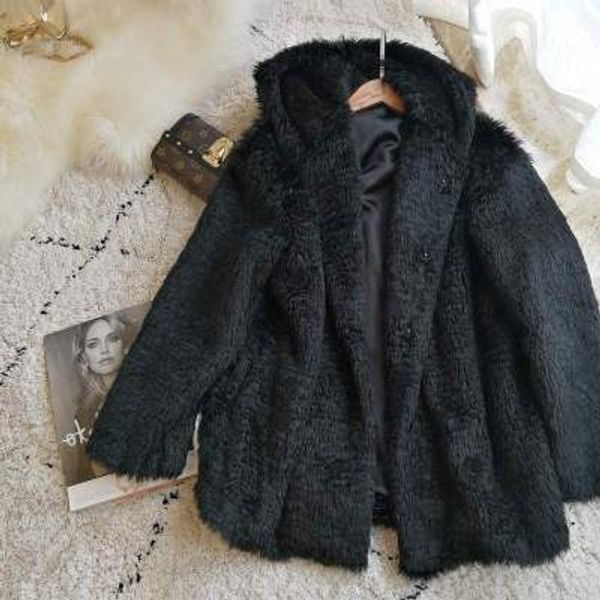 

2020 new style high-end fashion women faux fur coat s15, Black