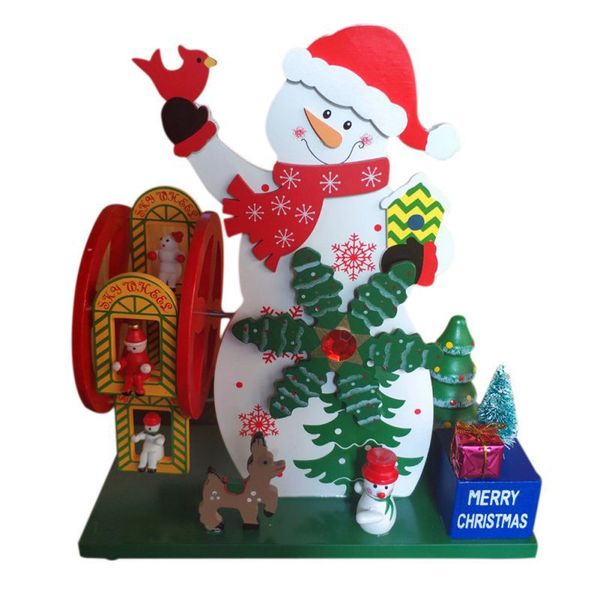 

christmas decorations wooden music box musical snowman santa claus elk gift table ornament household room ornament