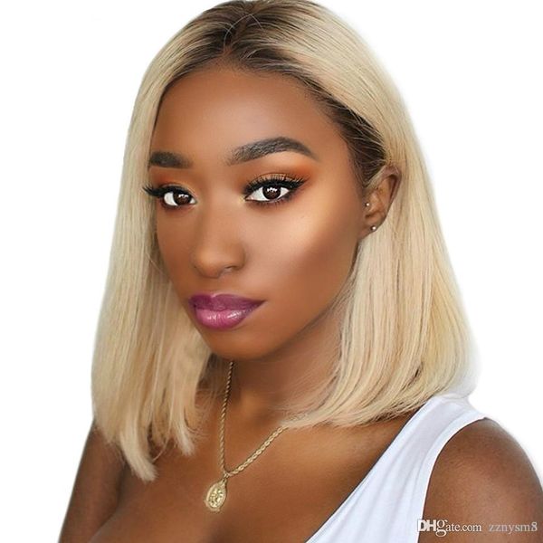 613 Bob Wig Short Blonde Human Hair Lace Front Wigs Straight Bob