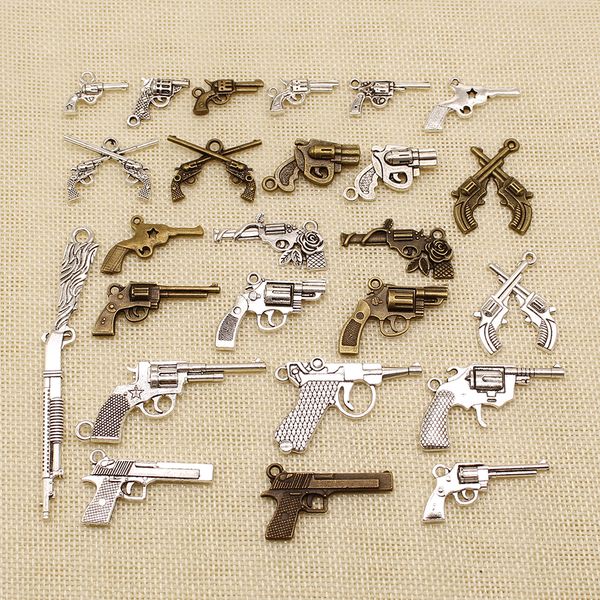 

40 pieces wholesale jewelry lots weapon pistol gun hj123, Bronze;silver