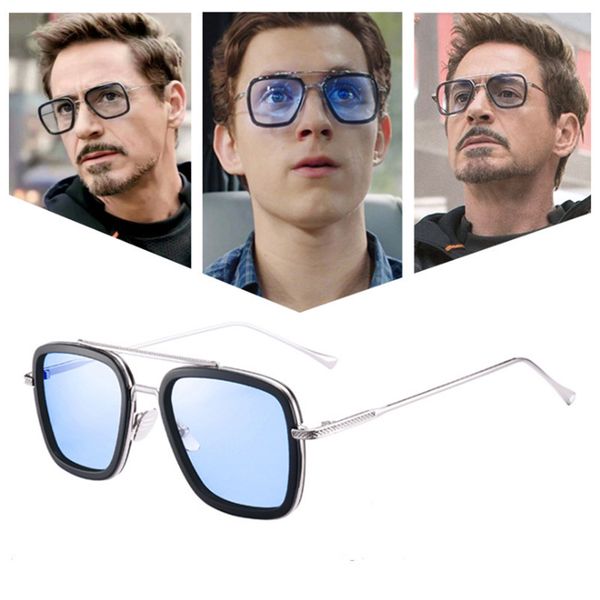 

new fashion avengers tony stark sunglasses vintage retro men metal square iron man glasses steampunk sun glasses male shades men oculos, White;black