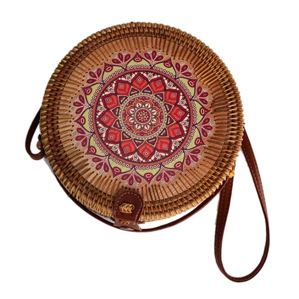 

woman fashion rattan knit bag straw bag shoulder messenger