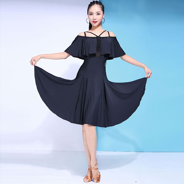 

new girl latin dance practice dress female dancing wear performance training dress rumba cha cha dance custom made dresses, Black;red