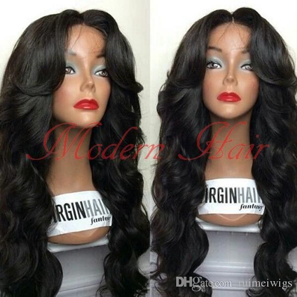 

7a fashion wavy style hair black brazilian wig body wave heat resistant synthetic lace front wigs women hair  lace wigs