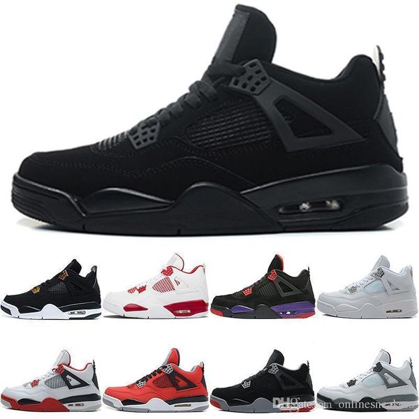 

shoes basketball 4 4s men raptors pure money bred royalty black white cement toro bravo mens sport sneaker size 41-47 ing