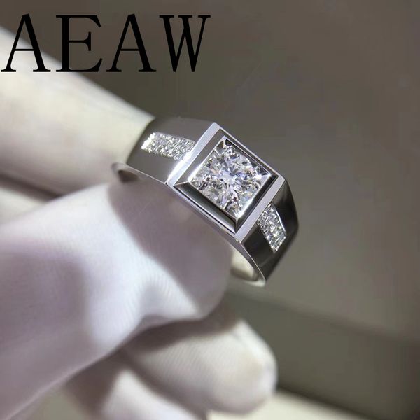 

роскошный pave муассанит кольцо 14k белого золото 1ct круглый cut brillant lab выращенный алмаз диапазон для мужских обручальных мужских укр, Golden;silver