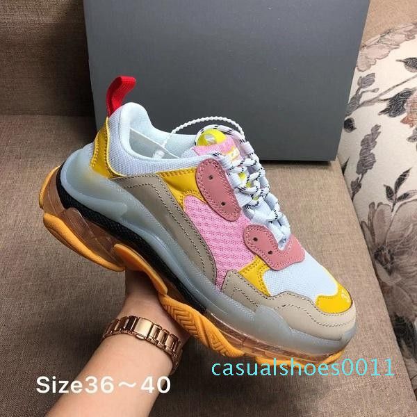 

wholesale designer 17fw triple s adds a clear bubble midsole sneakers mens women neon green luxury increasing brand casual dad shoes 11c, Black