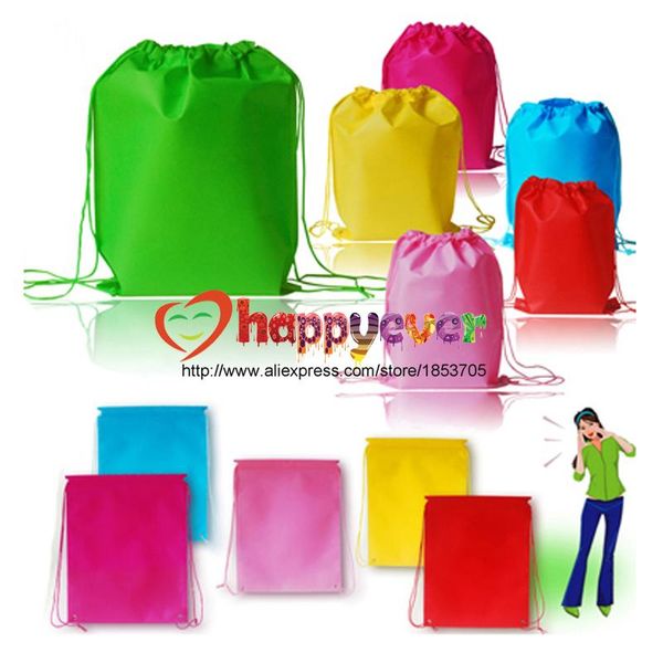 All'ingrosso-6PCS Borsa per bambini riutilizzabile in tessuto non tessuto colorato per bambini Borsa per feste di compleanno per bambini Boy Girl Bomboniere