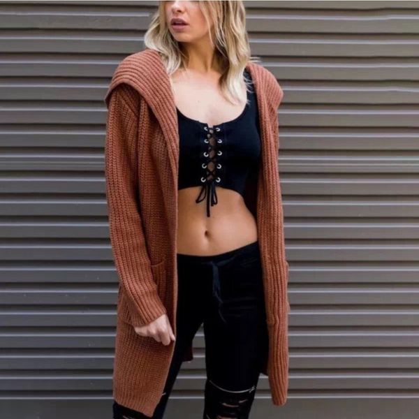 

women autumn winter european casual style loose wrap swing hooded sweater ladies outwear, White;black