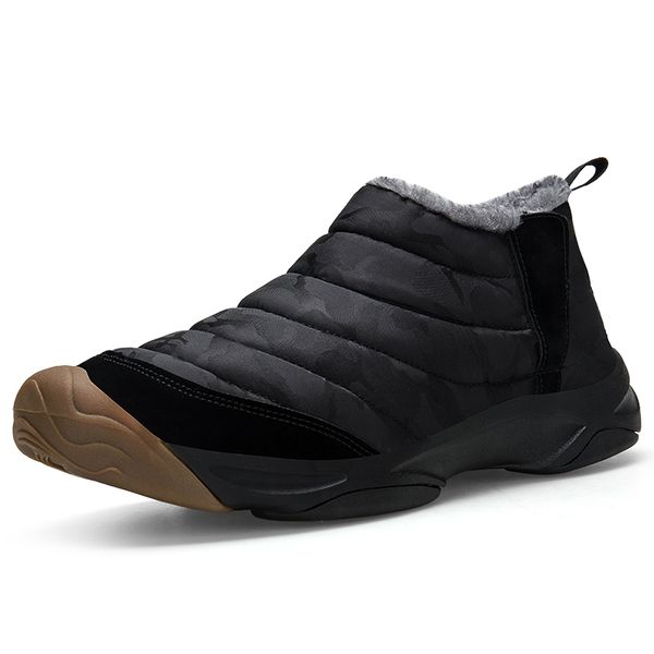 

men's boots warm plush men snow boots cloth work winter shoes mens camouflage waterproof ankle mens size 36-46, Black