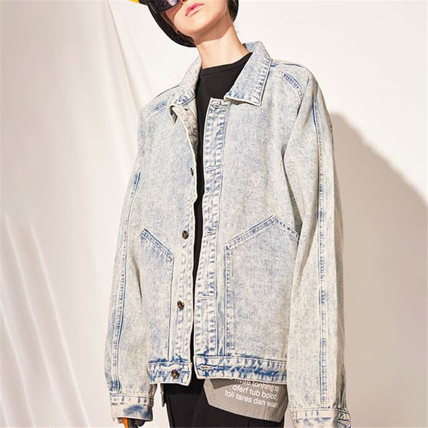 

designer brand lapel neck single breasted mens womens denim jackets casual fashion loose jacket spring autumn outerwear b101744v, Black;brown