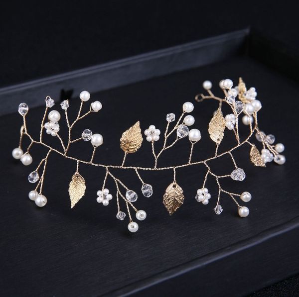 

metal leaves wedding hair accessories hairbands bride headband crown and tiaras bridal hair accessories hairbands leaf jewelry, Golden;white