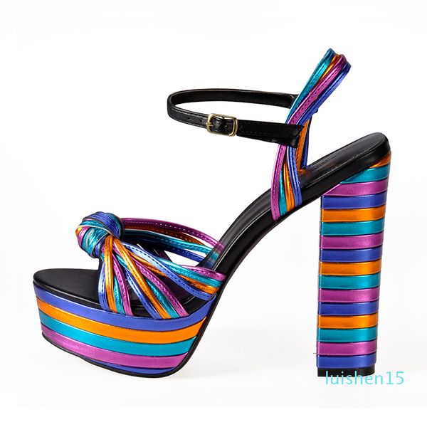 

sinsaut summer woman sandal high heels platform sandals square heel wedges shoes for women l15, Black