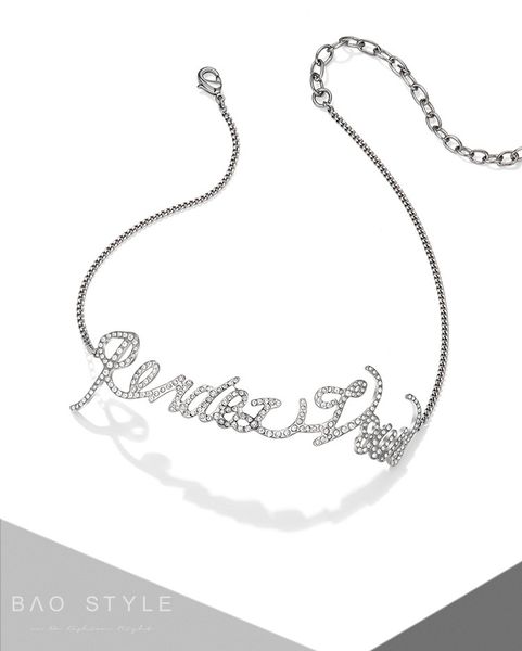 

maxi high-quality personalized diamond letter clavicle neck chain choker female necklace neckband choker, Golden;silver
