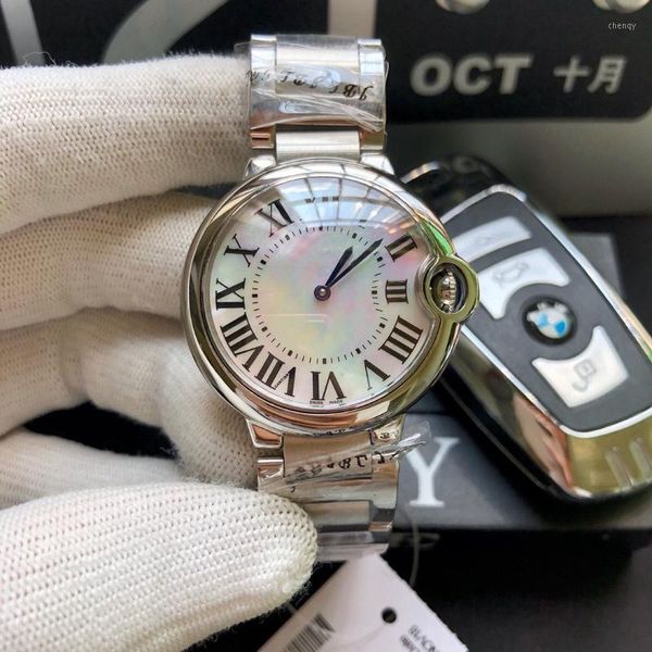 

women watch quartz movement 36mm 316l stainless steel band sapphire crystal women sports wristwatches waterproof, Slivery;brown