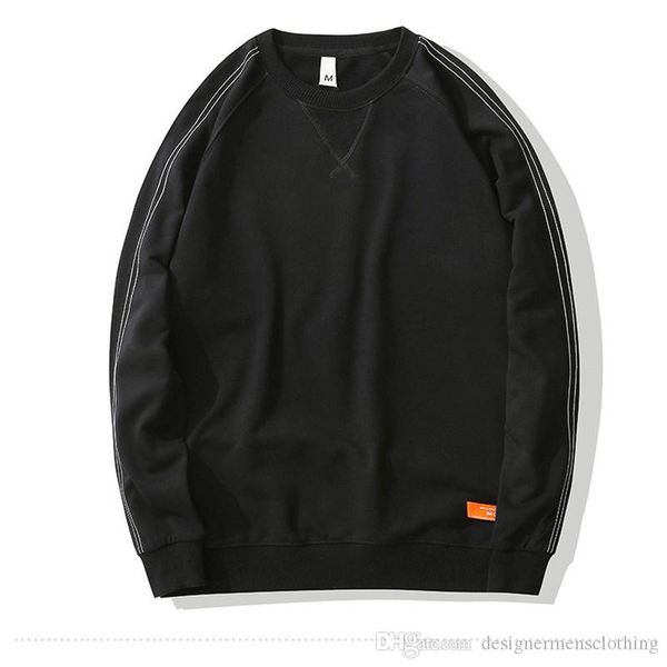 

winter men hoodies solid color o neck loose men sweatshirts casual plus size thick designer homme pullovers, Black