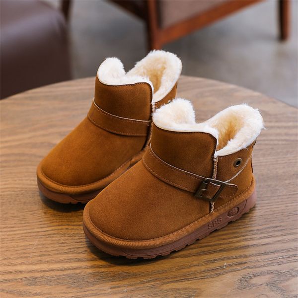 

children snow boots winter baby boys cotton shoes kids girls plush velvet warm boots shorts waterproof ankle fashion shoes, Black;grey