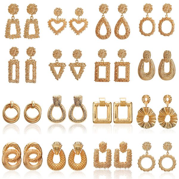 

f40 new vintage drop earrings for women gold/silver color big geometric statement earring 2019 fashion earring india jewelry