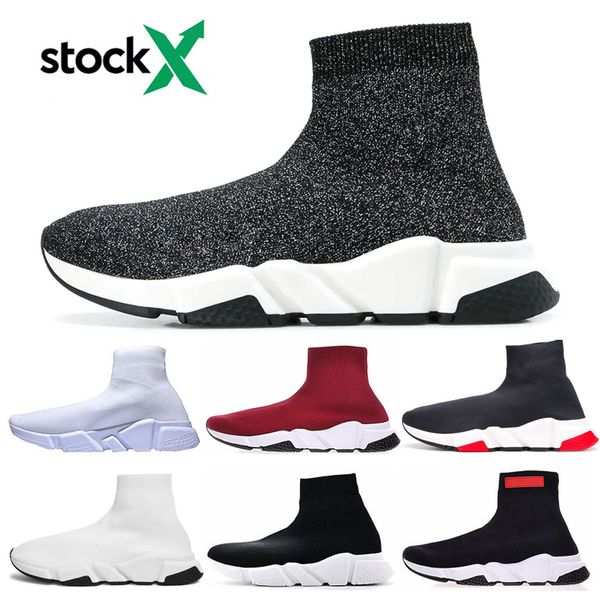 

горячая продажа gray speed ​​trainer snakers для женщин людей классический дизайнер тройной черный белый красный синий slipon носок обувь са, Black