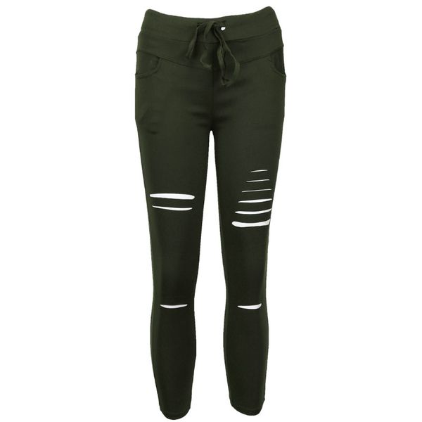 

new 2016 skinny jeans women denim pants holes destroyed knee pencil pants casual trousers black white stretch ripped jeans, Blue